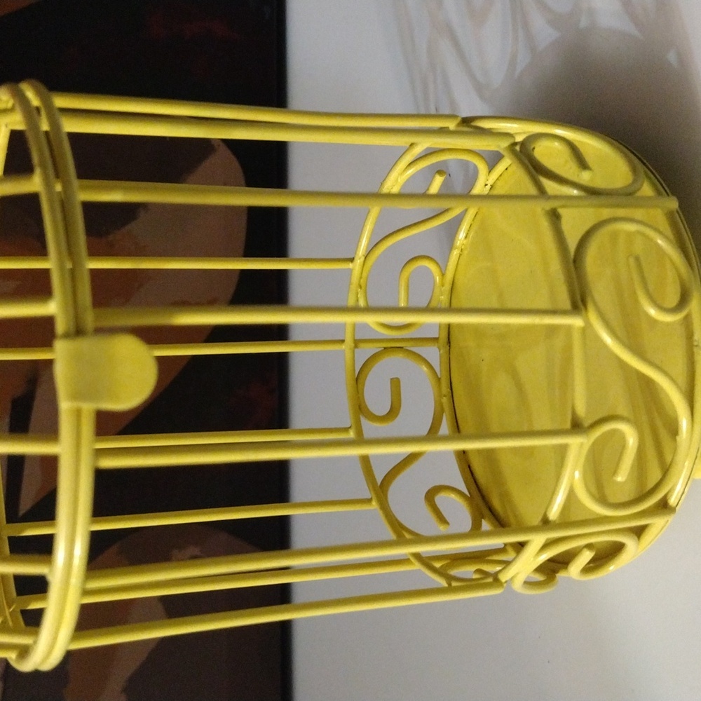 Yellow Decorative Birdcage Accent